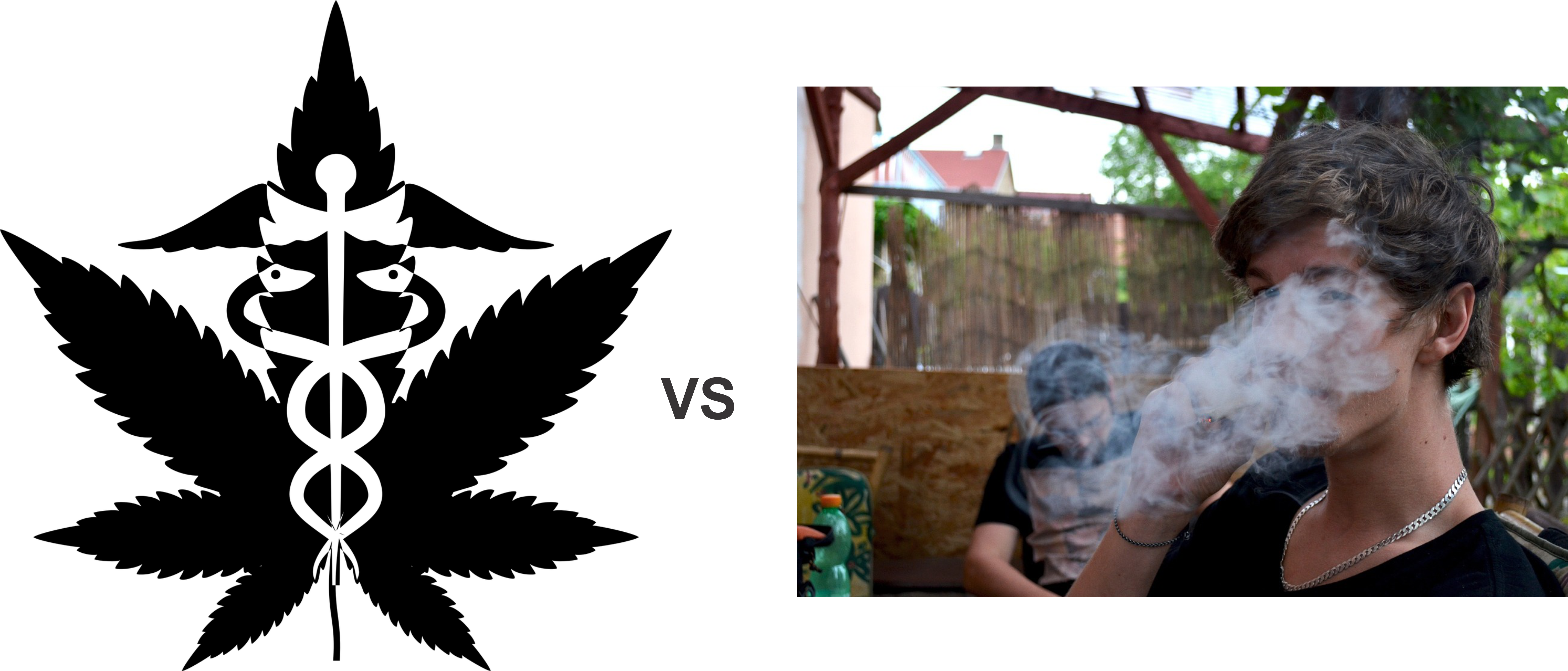 Recreational vs Medical marijuana; man smoking weed