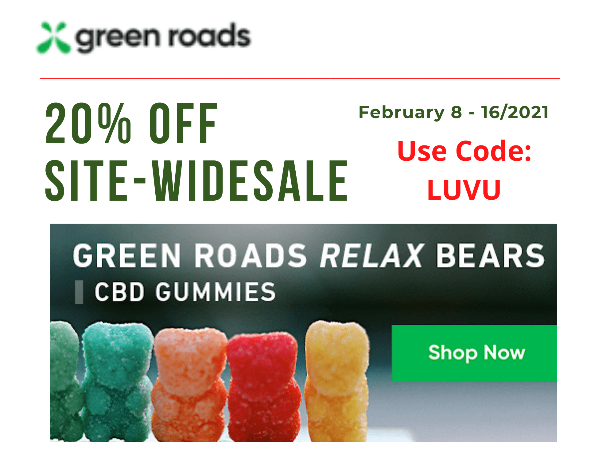 Green Roads 20% off Sale